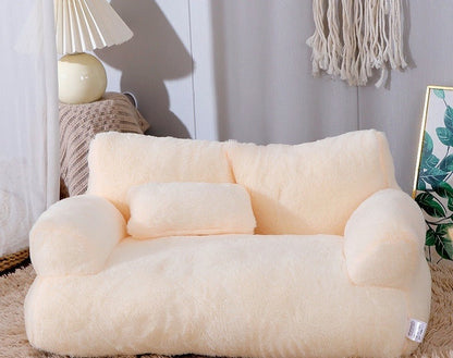 Divanetto per gatti Ottomana color Crema con cuscino abbinato